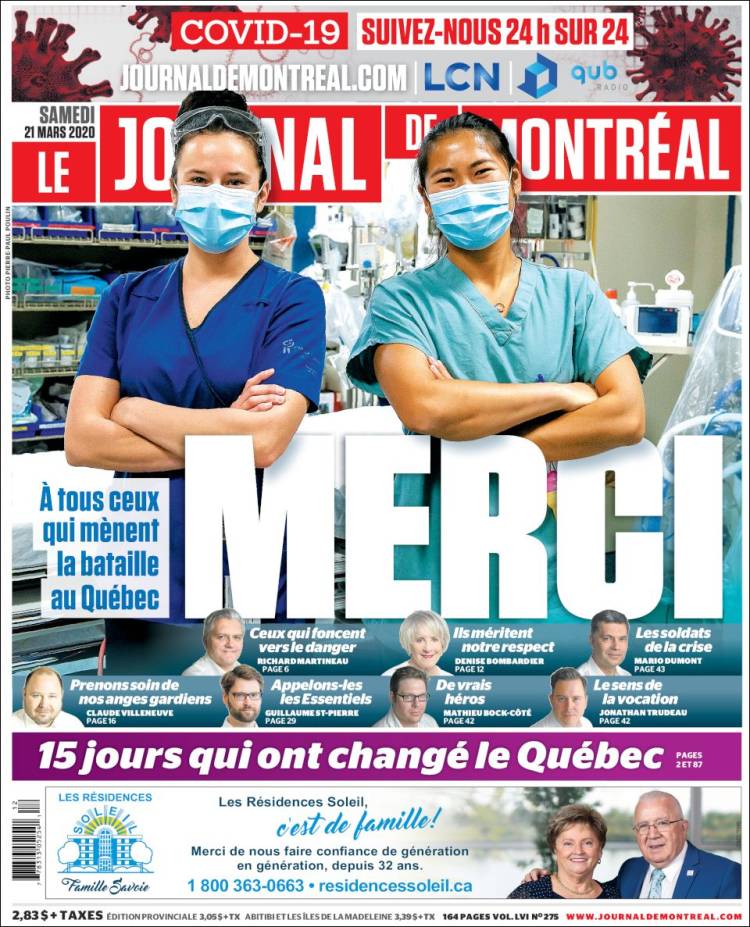 Portada de Le Journal de Montréal (Canadá)