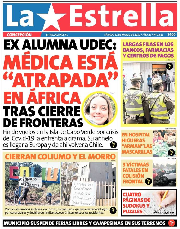 Portada de La Estrella de Concepción (Chile)