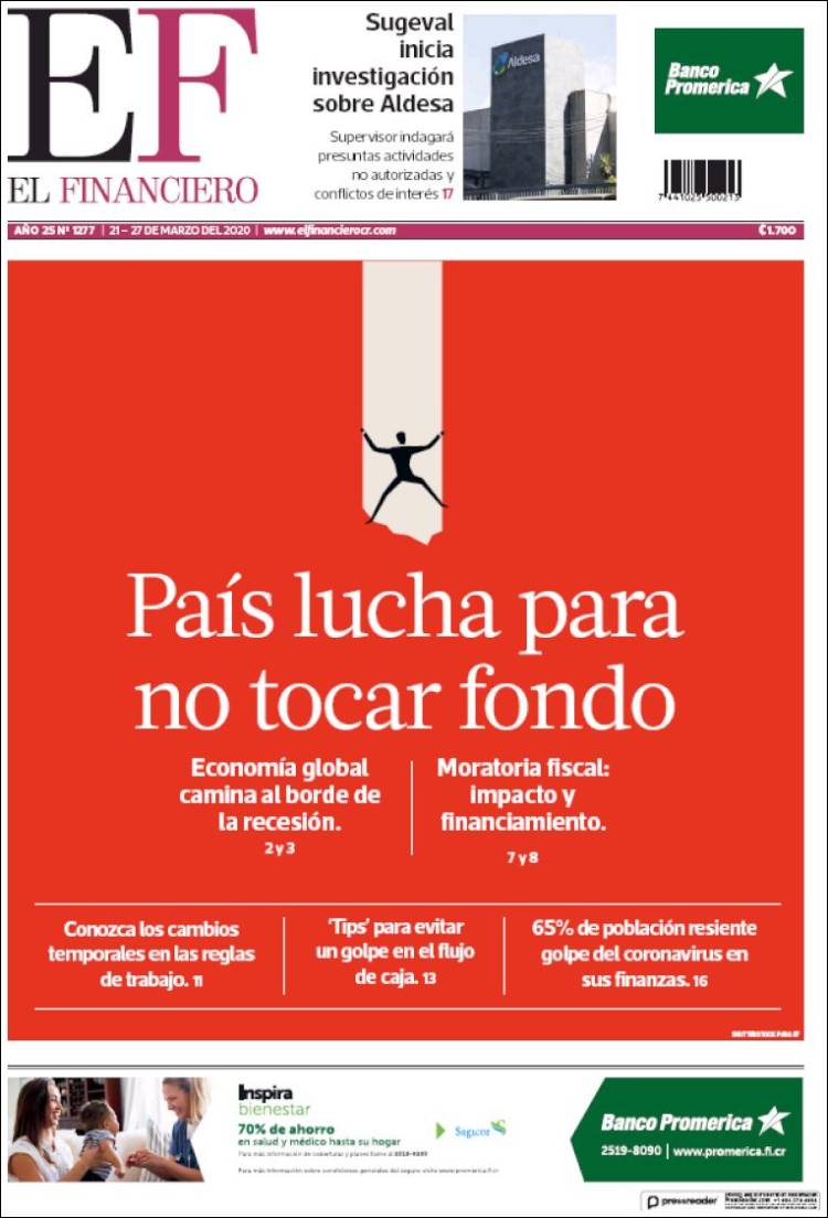 Portada de El Financiero (Costa Rica)