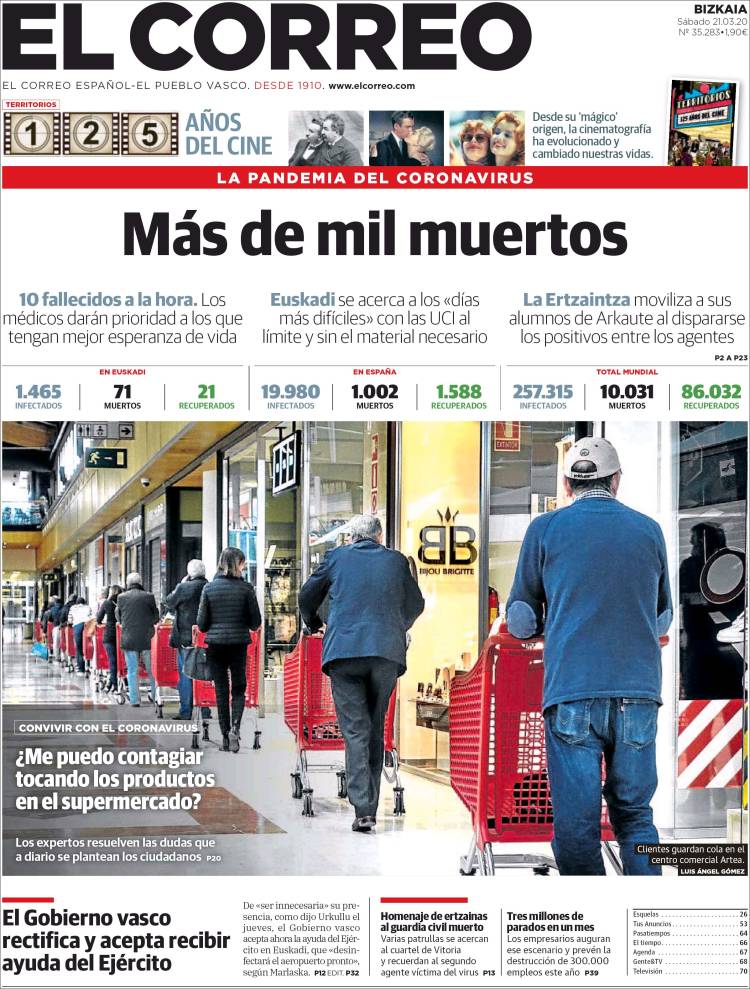 Portada de El Correo (España)