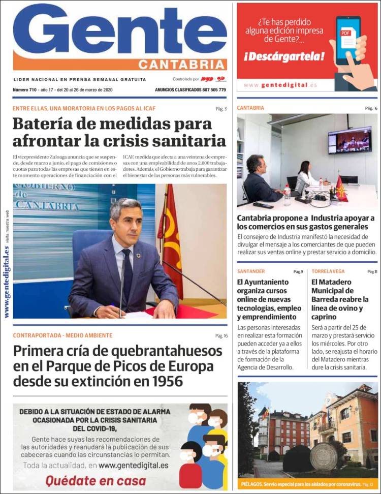 Portada de Gente en Santander (España)