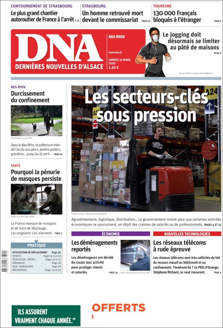 Portada de Les Dernières Nouvelles d'Alsace (Francia)