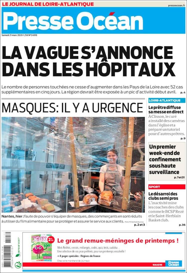 Portada de Presse Ocean (Francia)