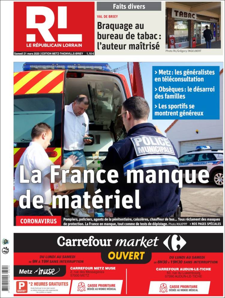Portada de Le Republicain Lorrain (Francia)