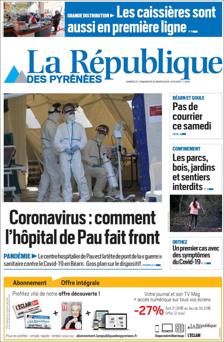 Portada de La République des Pyrénées (Francia)