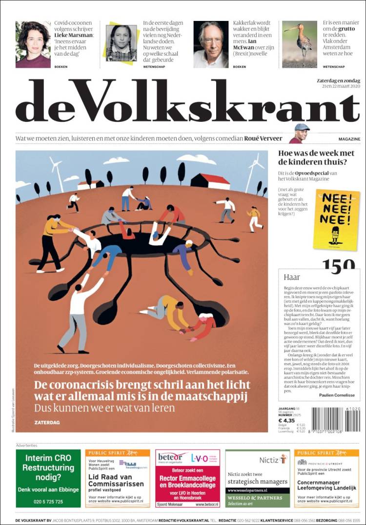 Portada de De Volkskrant (Pa&iacute;ses Bajos)