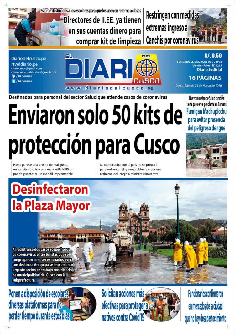 Portada de El Diario del Cusco (Peru)