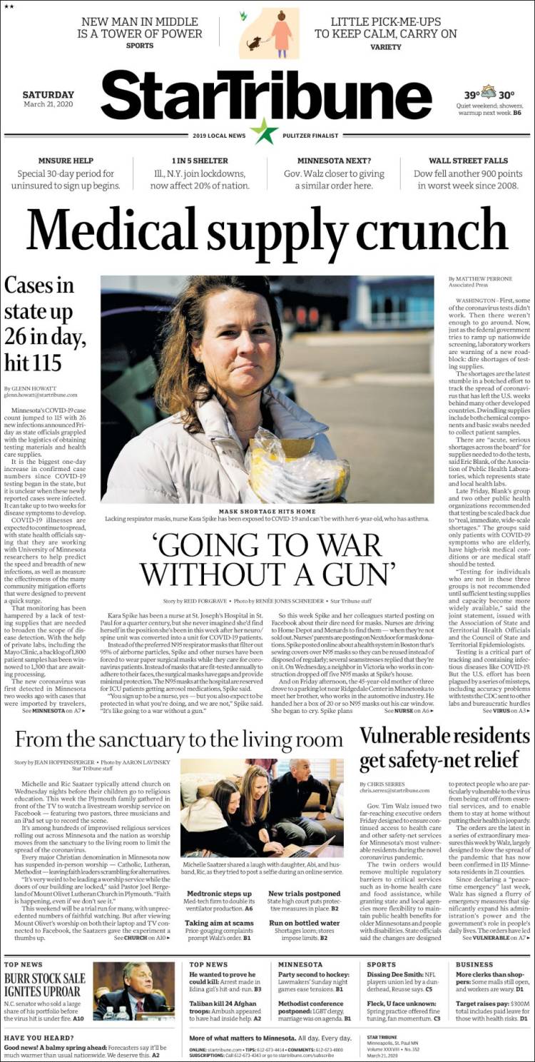 Portada de Star Tribune (USA)