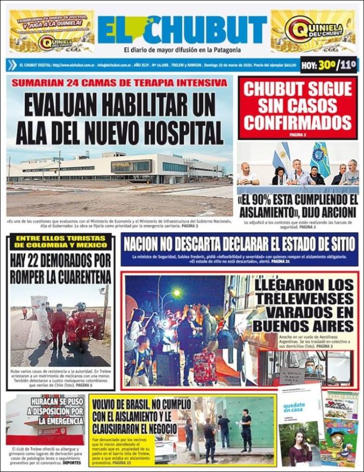 Portada de El Chubut (Argentina)