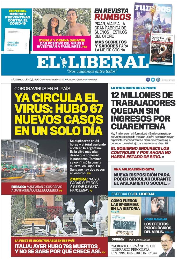 Portada de Diario El Liberal (Argentina)