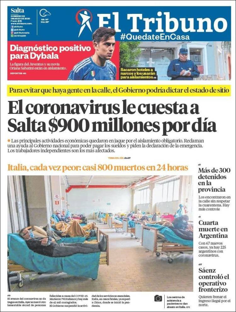 Portada de El Tribuno - Salta (Argentina)