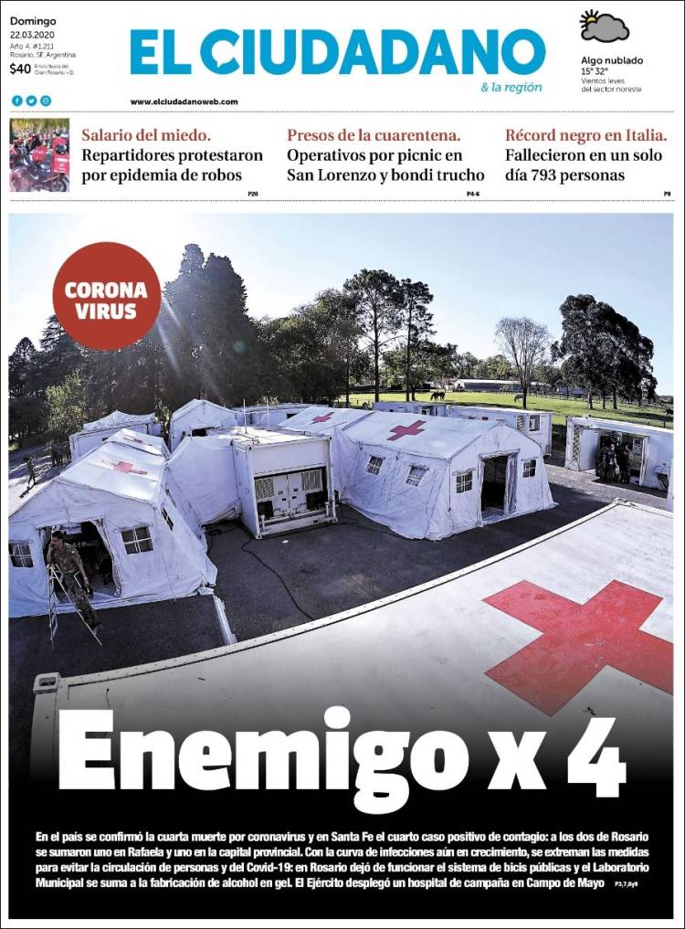 Portada de Diario El Ciudadano (Argentina)
