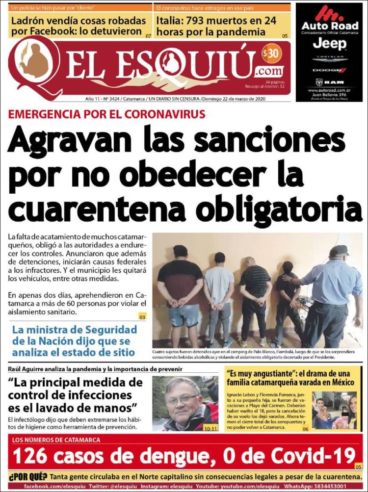 Portada de El Esquiu (Argentina)