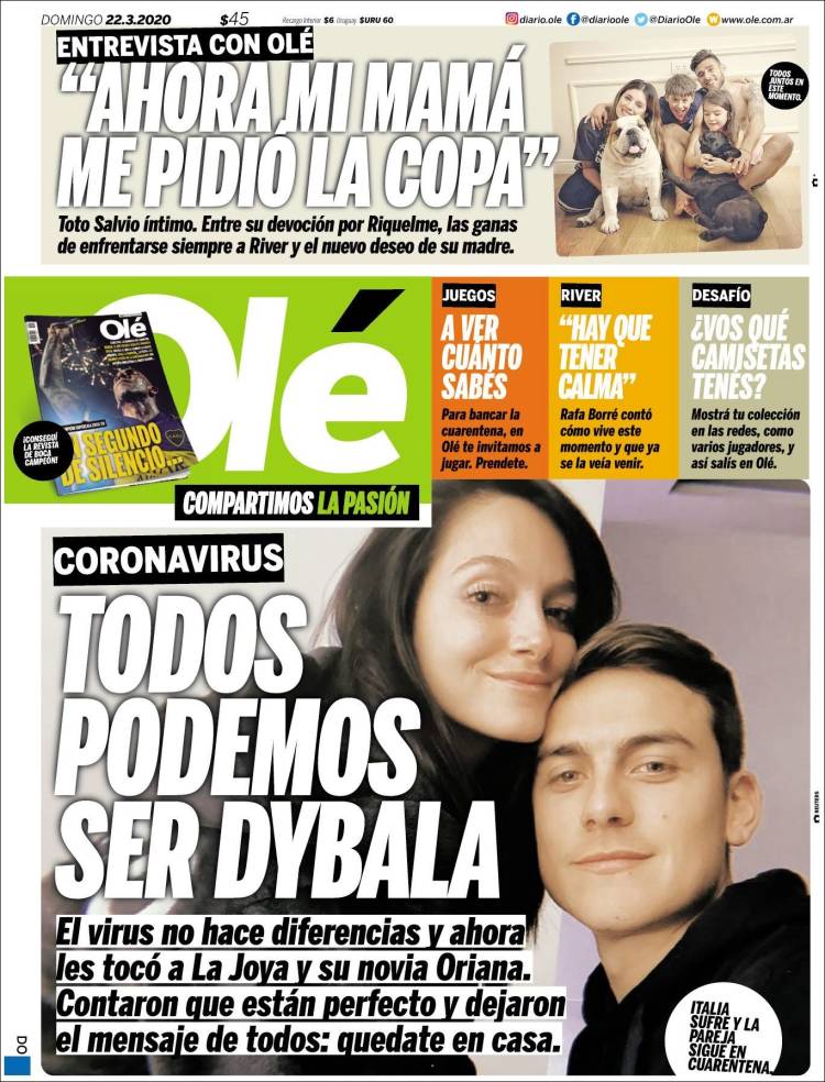 Portada de Olé (Argentina)