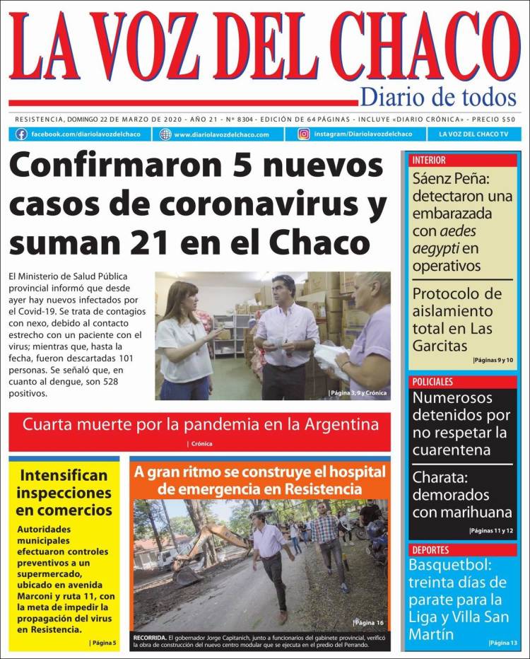 Portada de La Voz del Chaco (Argentina)