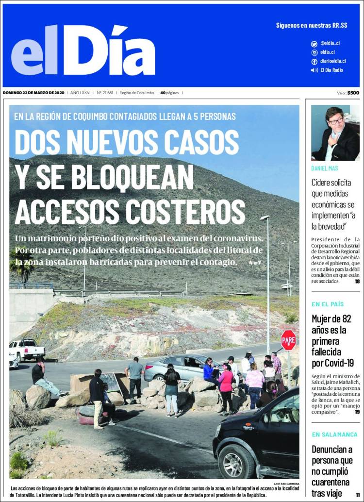 Portada de El Día (Chile)