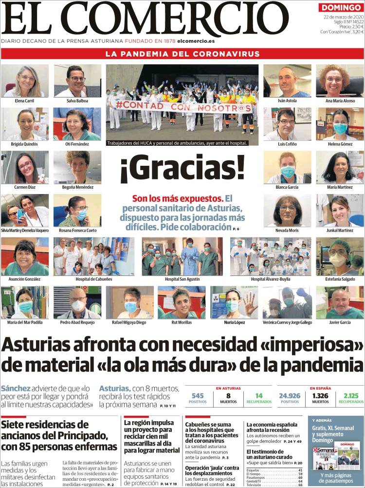 Portada de El Comercio - Gijón (España)