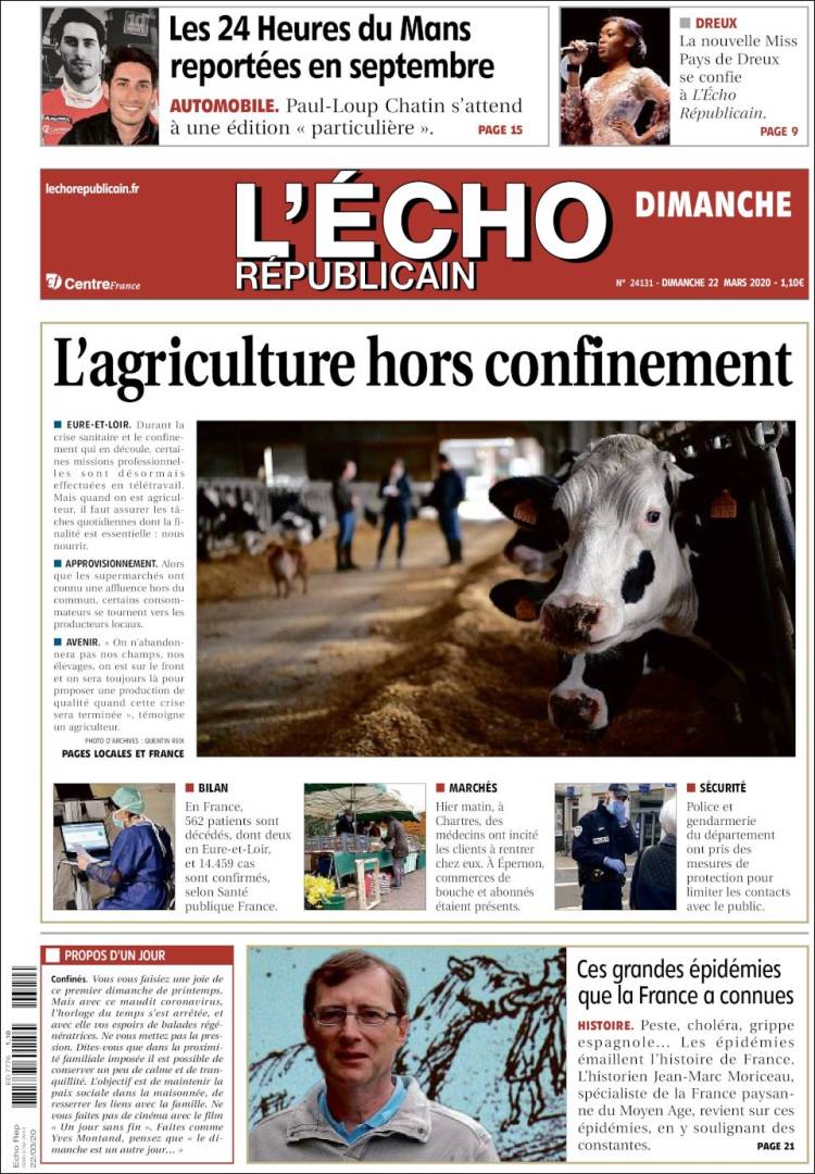 Portada de L'Echo Républicain (Francia)