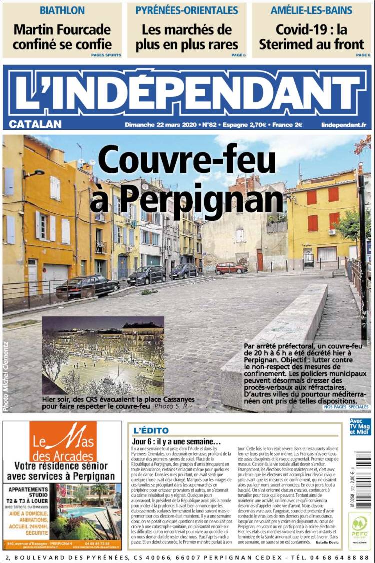 Portada de Le Indépendant (Francia)