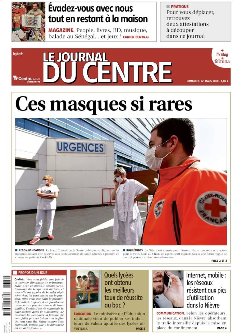 Portada de Le Journal du Centre (Francia)