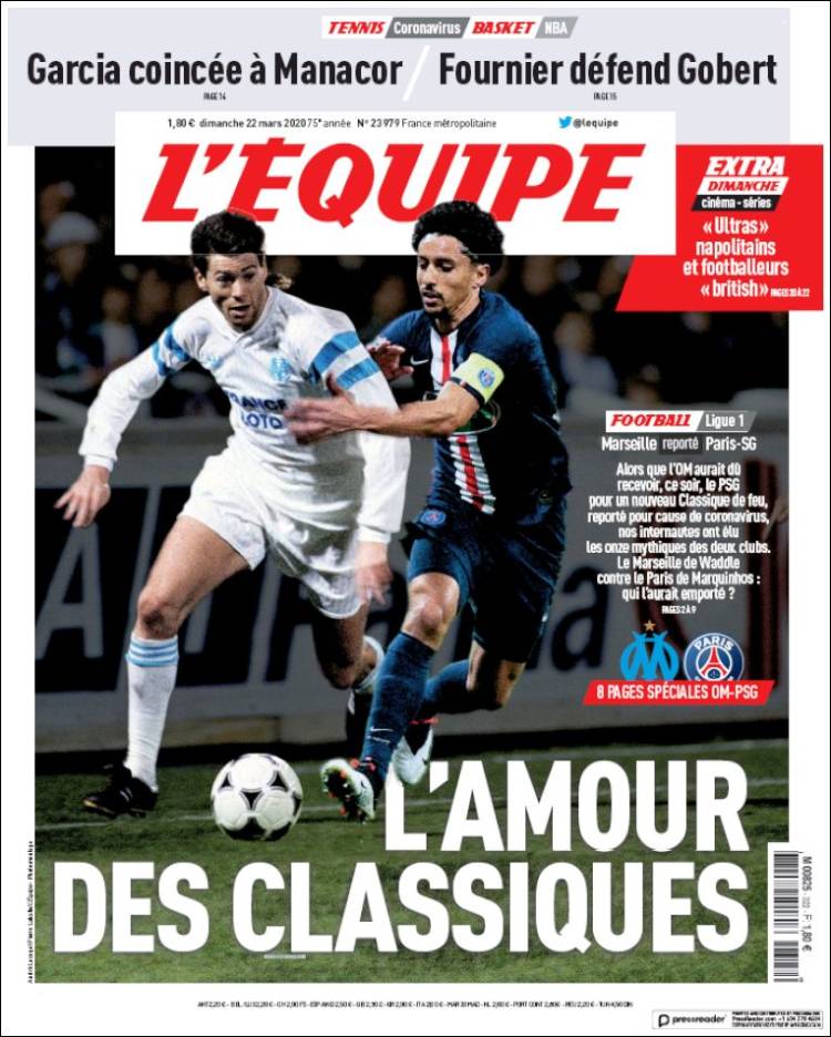 Portada de L'Equipe (Francia)