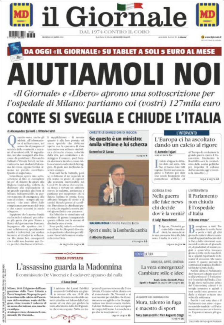 Portada de il Giornale (Italia)