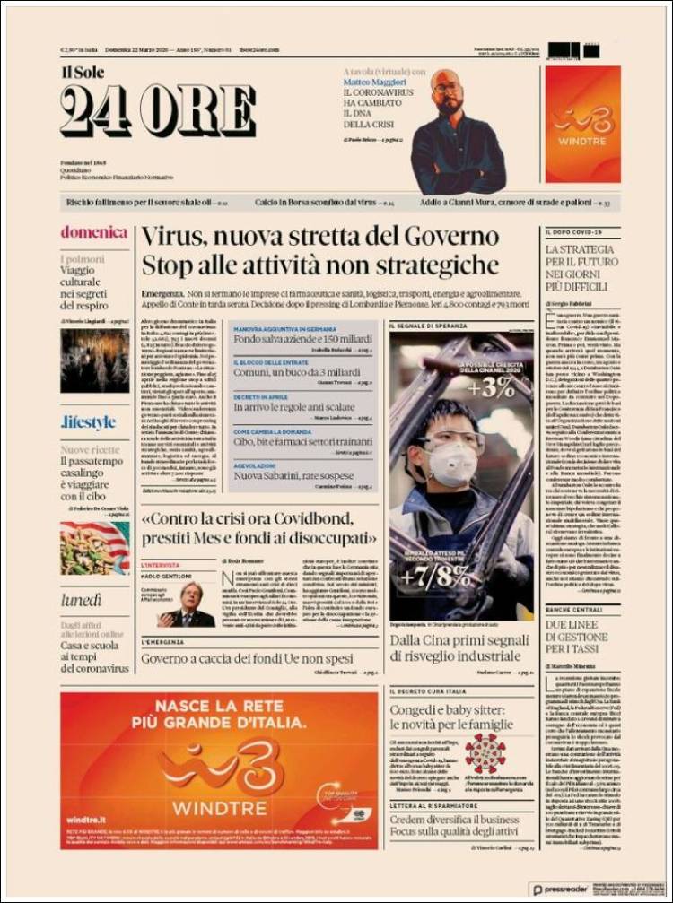 Portada de Il Sole 24 ORE (Italia)