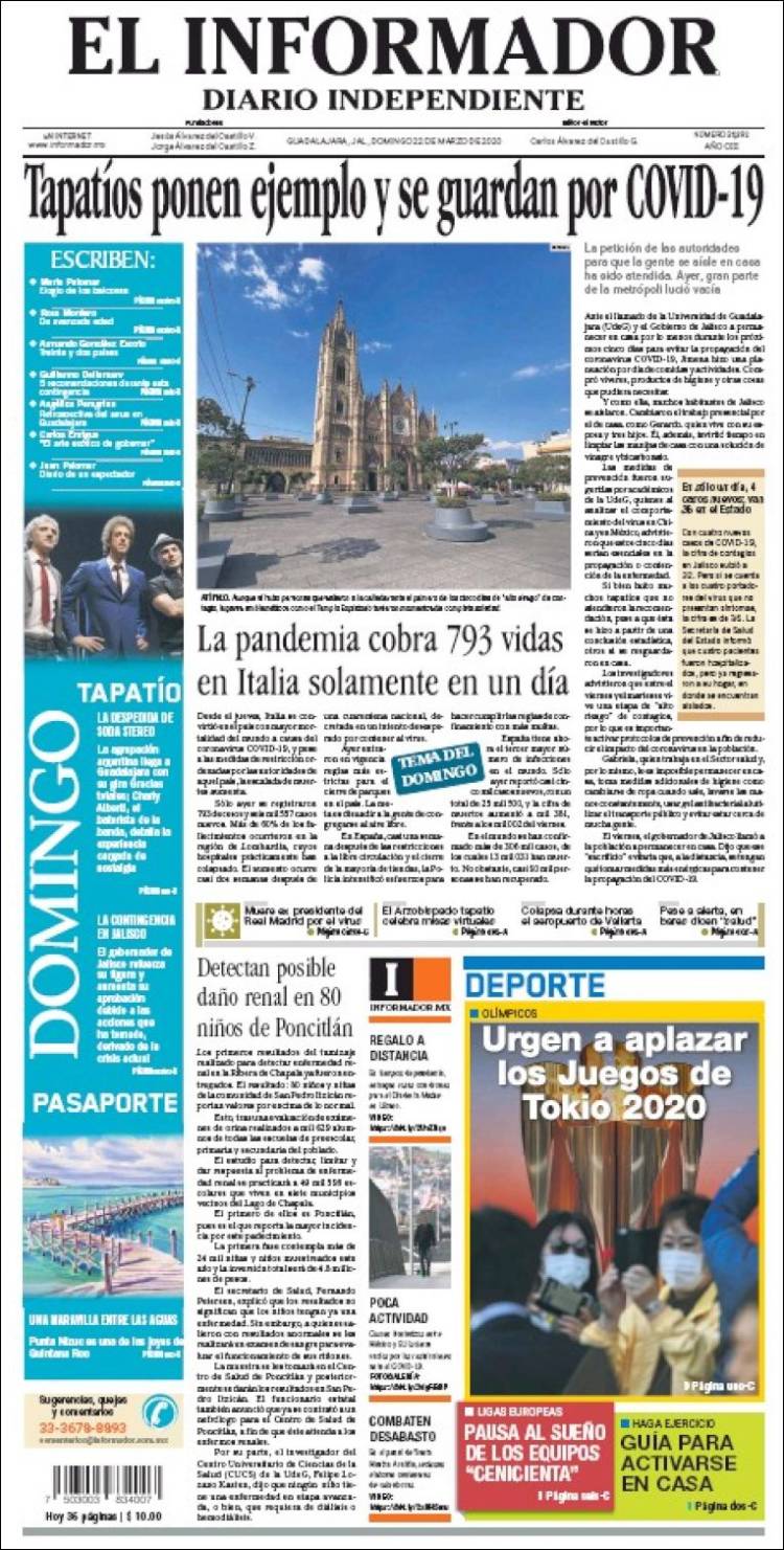 Portada de El Informador (M&eacute;xico)