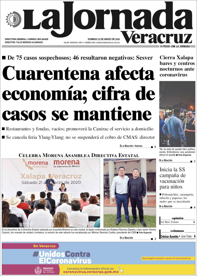 Portada de La Jornada Veracruz (M&eacute;xico)