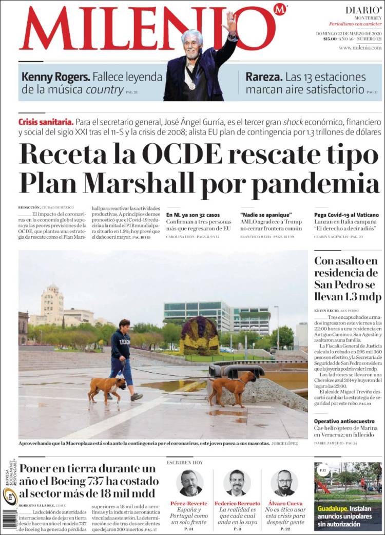 Portada de Milenio de Monterrey (M&eacute;xico)