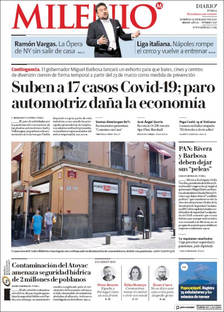 Portada de Milenio de Puebla (M&eacute;xico)