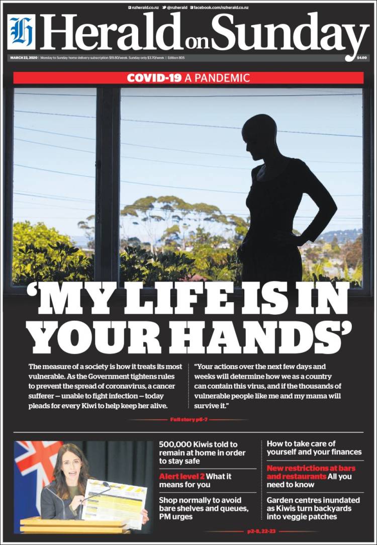 Portada de The New Zealand Herald (Nueva Zelanda)
