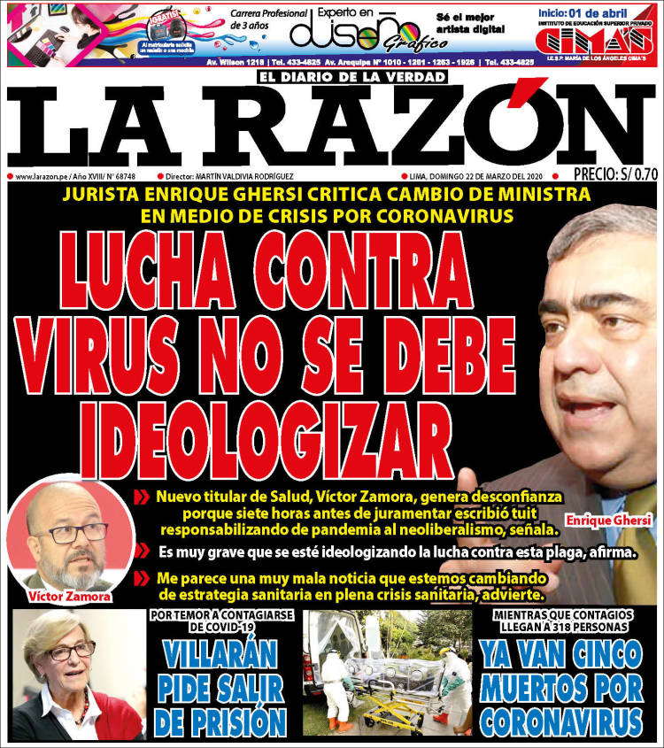 Portada de La Razón (Perú)