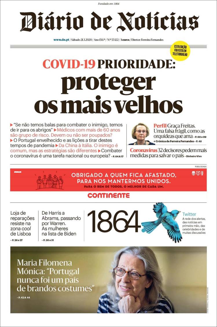 Portada de Diário de Noticias (Portugal)