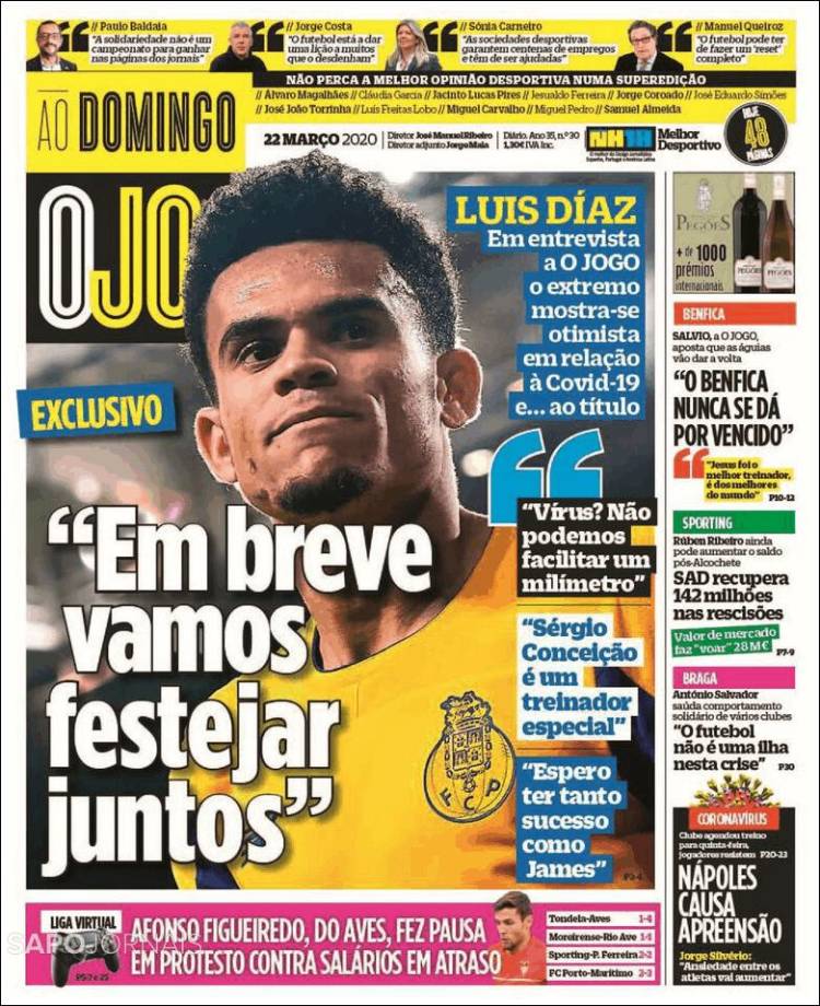 Portada de O Jogo (Portugal)
