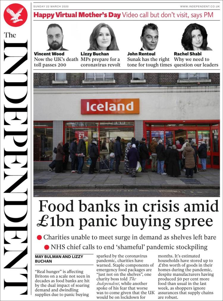 Portada de The Independent (Reino Unido)