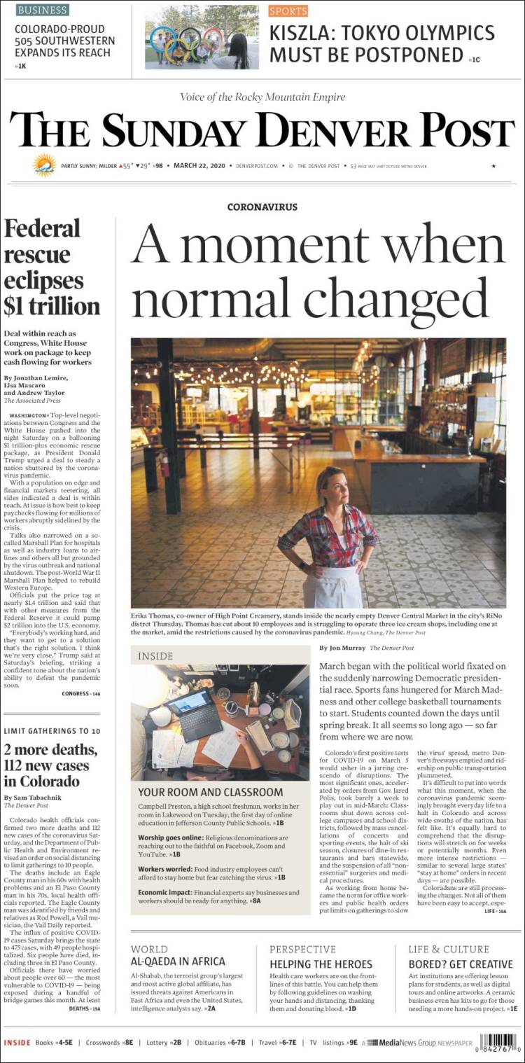 Portada de The Denver Post (USA)