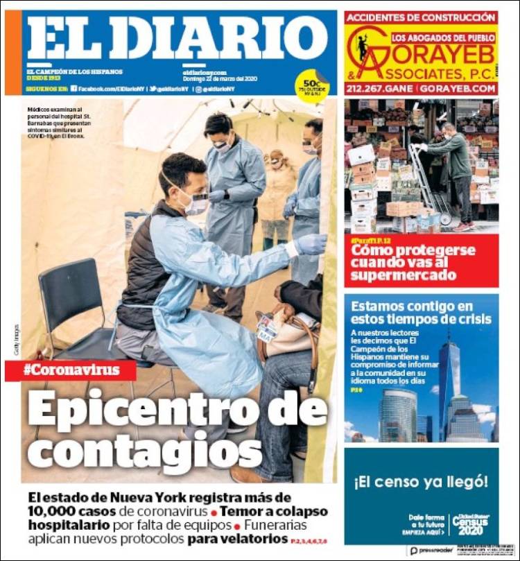 Portada de El Diario NY (USA)