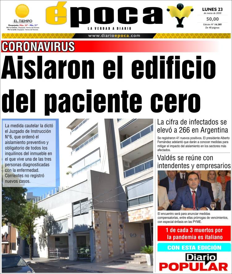 Portada de Diario Época (Argentina)