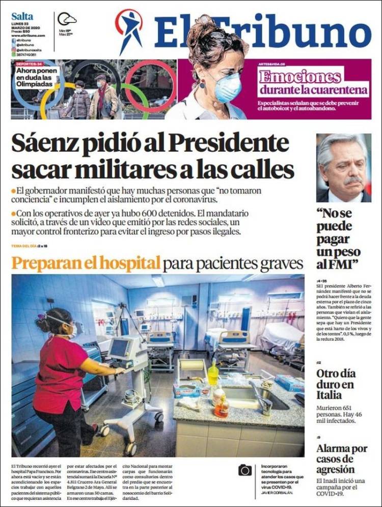 Portada de El Tribuno - Salta (Argentina)