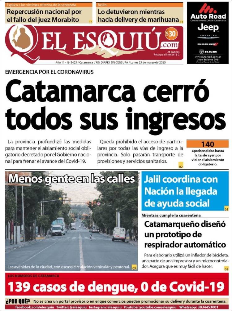 Portada de El Esquiu (Argentina)