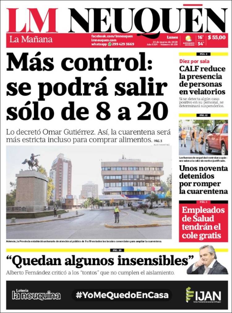 Portada de La Mañanade Neuquén (Argentina)