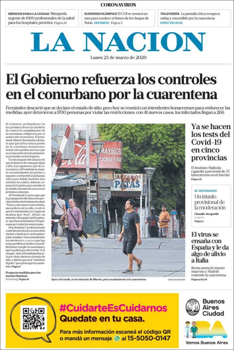 Portada de La Nación (Argentina)