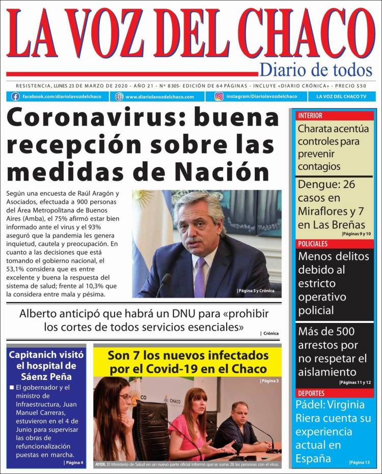 Portada de La Voz del Chaco (Argentina)