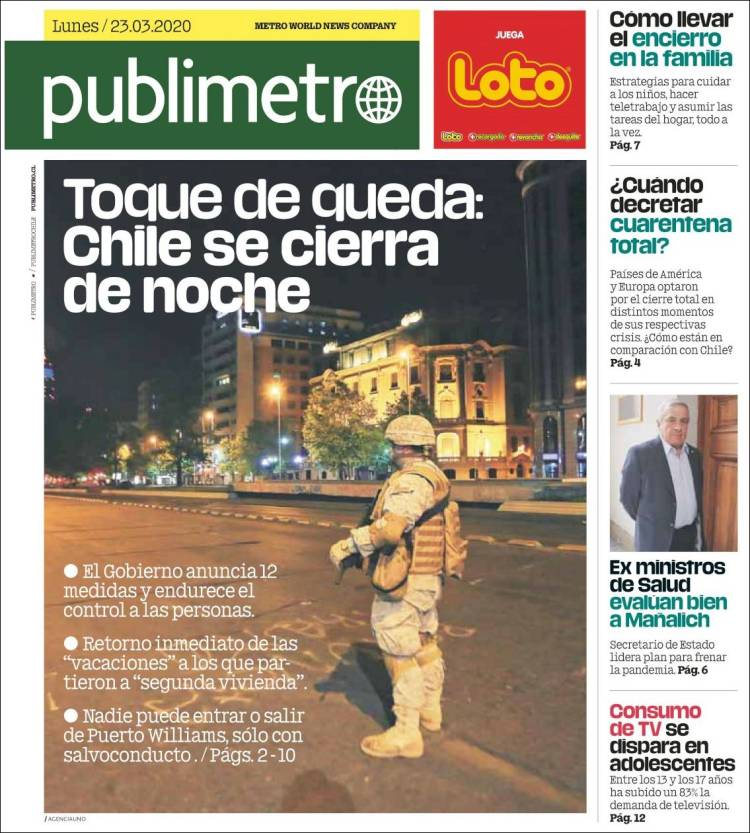 Portada de Publimetro (Chile)