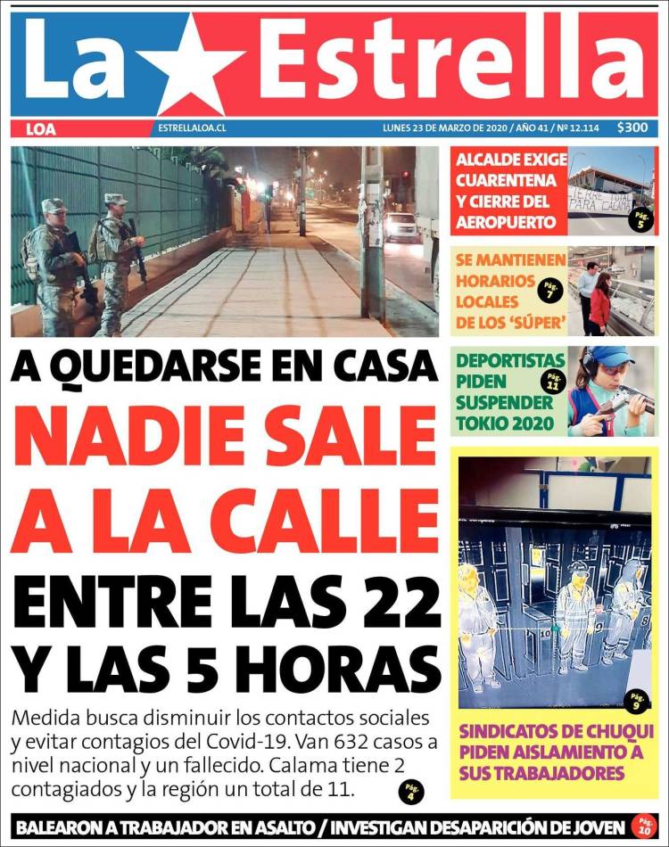 Portada de La Estrella de Loa (Chile)