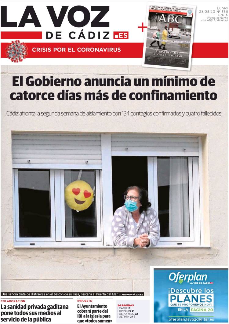 Portada de La Voz de Cádiz (España)