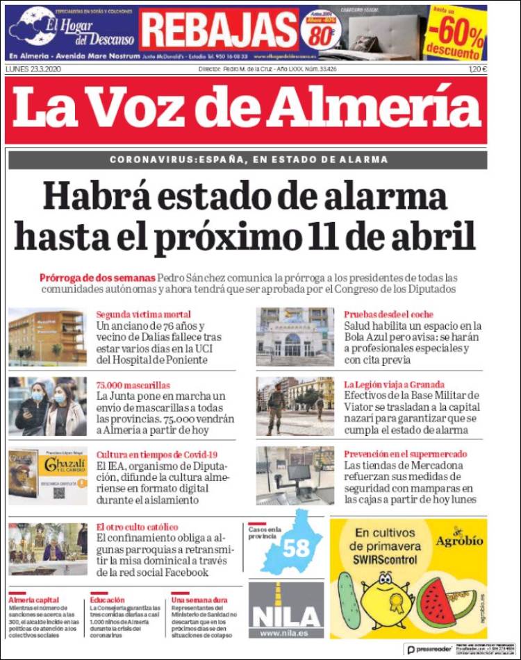 Portada de La Voz de Almería (España)