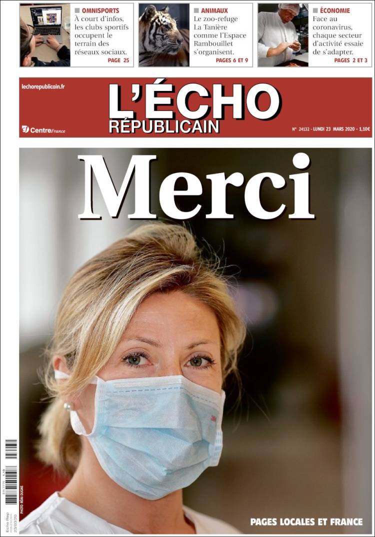 Portada de L'Echo Républicain (Francia)