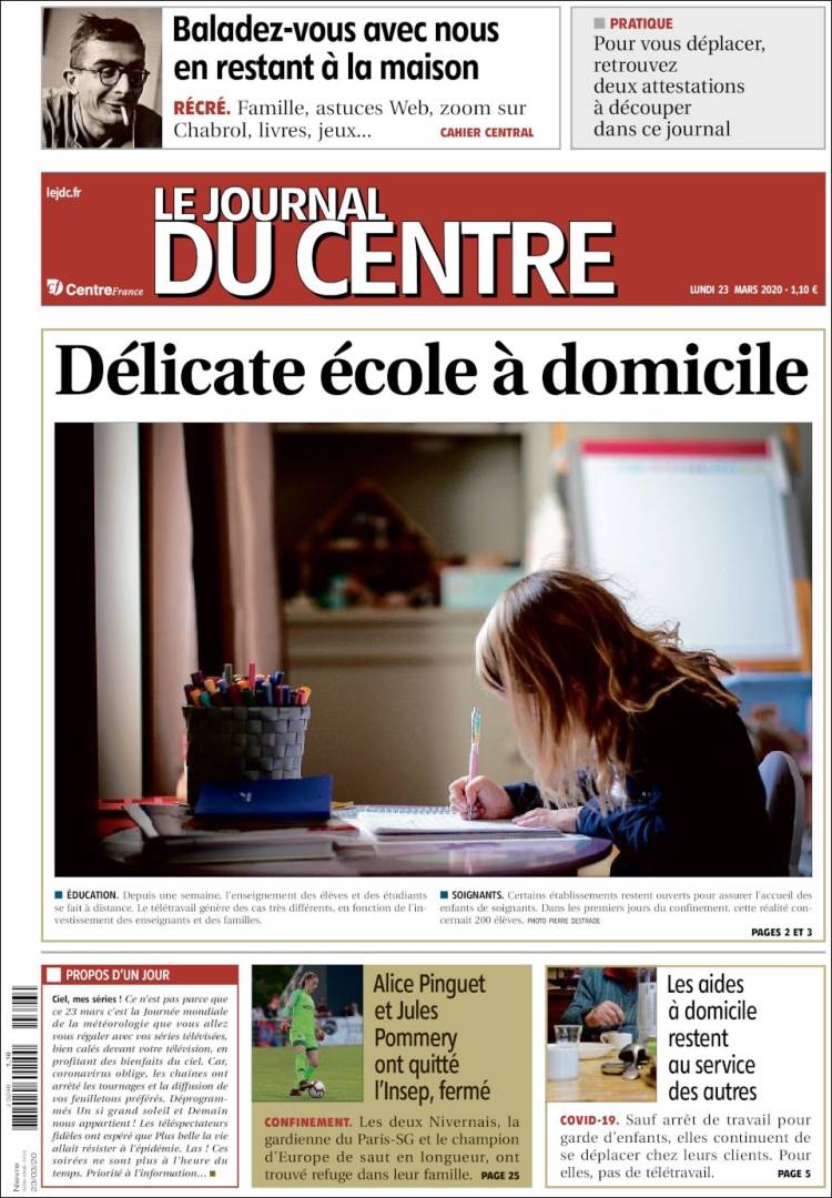 Portada de Le Journal du Centre (Francia)